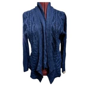 89th & Madison Blue Shawl Collar Sweater | Overlap Front | Size L